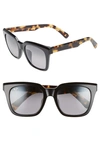 Maui Jim Heliconia 53mm Polarizedplus2 Square Sunglasses In Black/ Tokyo Tortoise/ Grey
