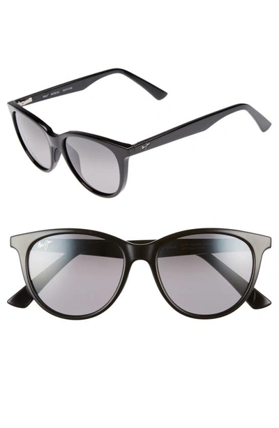 Maui Jim Cathedrals 52mm Polarizedplus2® Cat Eye Sunglasses In Black Gloss/ Neutral Grey