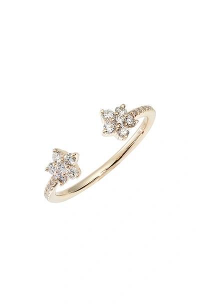 Ef Collection Open Diamond Flower Ring In Yellow Gold