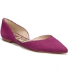 Sam Edelman Rodney Pointy Toe D'orsay Flat In Purple Plum Suede