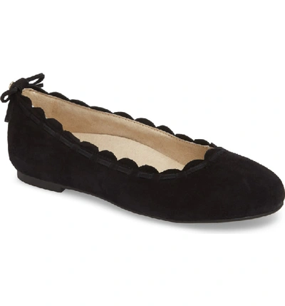 Jack Rogers Women's Lucie Scalloped Suede Ballet Flats In Black Suede