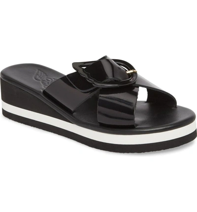 Ancient Greek Sandals Thais Rainbow Leather Wedge Sandals In Black