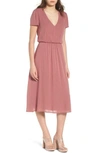 Wayf Blouson Midi Dress In Mauve