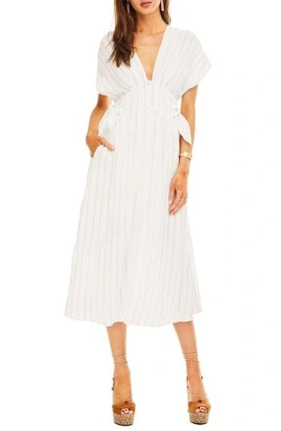 Astr Sierra Dress In White-taupe Stripe