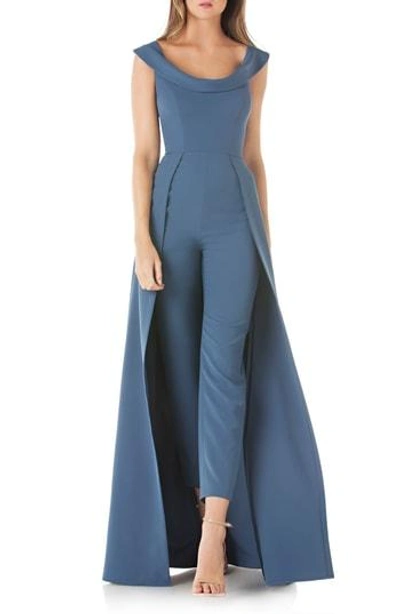 Kay Unger Jumpsuit Gown In Deep Blue Sea