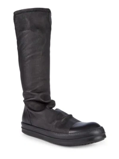 Rick Owens Slip-on Leather Boots In Oxford