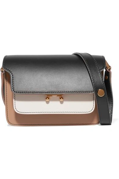 Marni Trunk Small Color-block Leather Shoulder Bag In Black