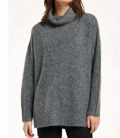 Z Supply Norah Cowl Neck Sweater In Charcoal In Pink