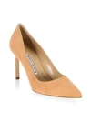 Manolo Blahnik Bb 90 Suede Point Toe Pumps In Classic Camel