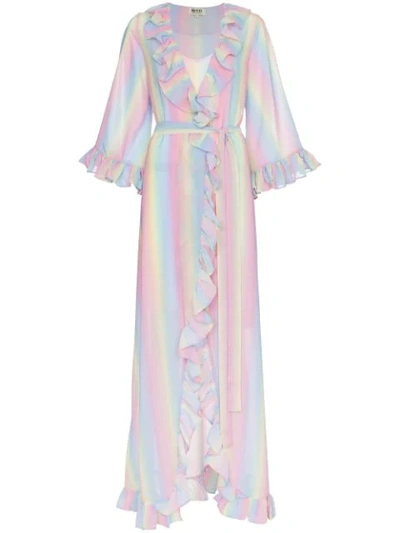 All Things Mochi Malena Rainbow Stripe Wrap Dress - Multicolour