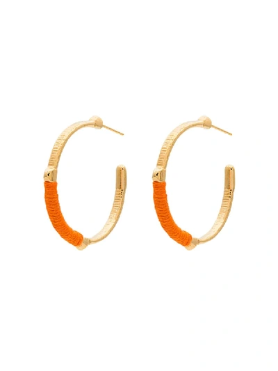 Marte Frisnes Gold Metallic And Orange Dido Sterling Silver Hoop Earrings