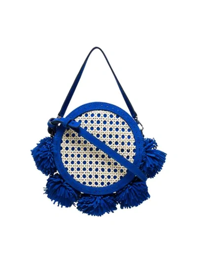 Mehry Mu Blue Tambourine Suede And Straw Satchel Bag
