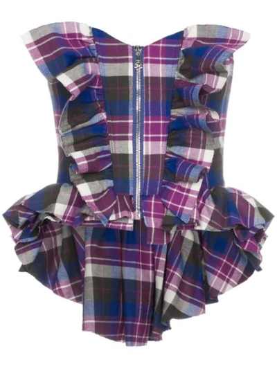 Natasha Zinko Zip Front Check Corset Top In Pink