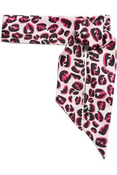 Fendi Leopard-print Silk-twill Scarf In Pink