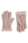 Ugg Perforated Genuine Shearling Suede Gloves In Dusk