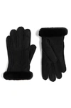 Ugg Perforated Genuine Shearling Suede Gloves In Black
