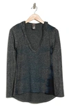 Go Couture Hooded Tunic Sweater In Grey/ Blue Perennial