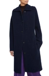 Vince Spread Collar Cardigan Coat In Navy