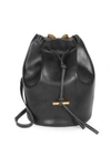Stella Mccartney Faux Leather Medium Belted Bucket Bag In Black