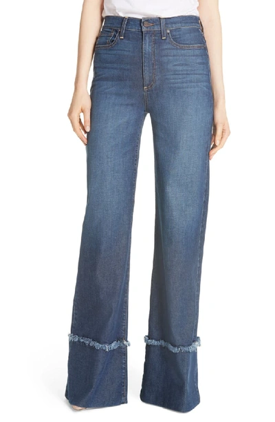 Alice And Olivia Gorgeous High-rise Wide-leg Jeans With Exaggerated Hem In So Clever