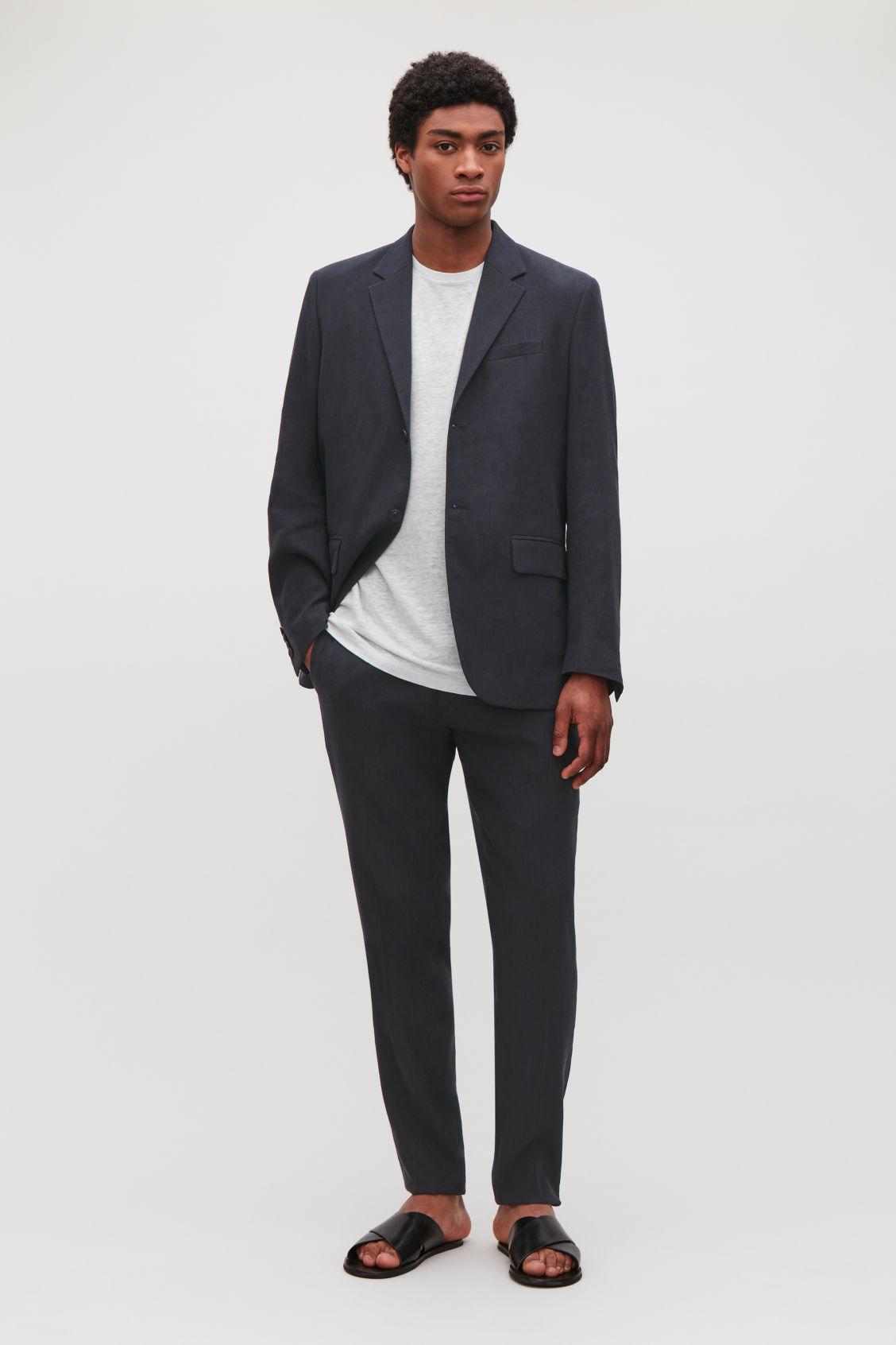 Cos Slim-fit Linen Blazer In Blue | ModeSens