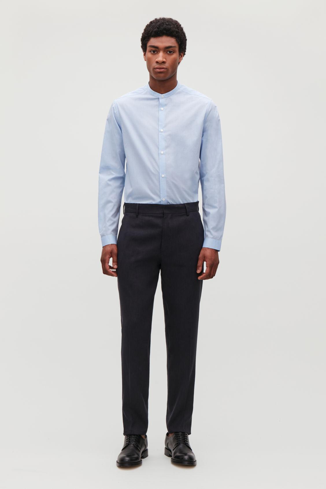 Cos Slim-fit Linen Trousers In Blue | ModeSens