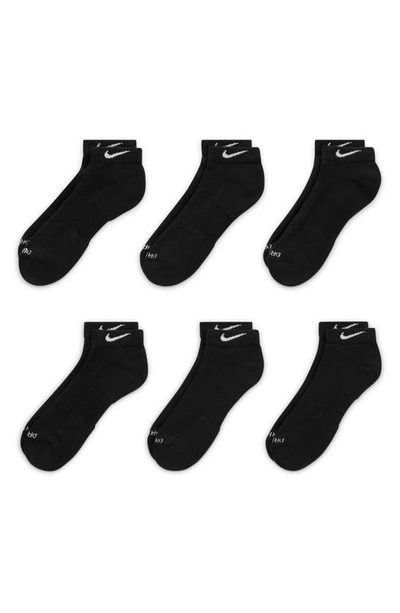 Nike Kids' 6-pack Comfort Plus Dri-fit Cushioned Ankle Socks In Black/ White