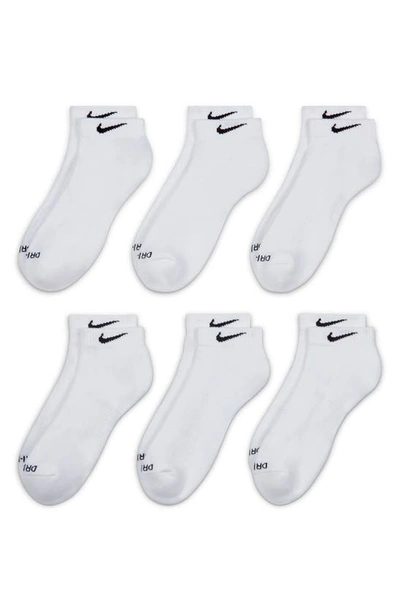 Nike Kids' 6-pack Comfort Plus Dri-fit Cushioned Ankle Socks In White/ Black