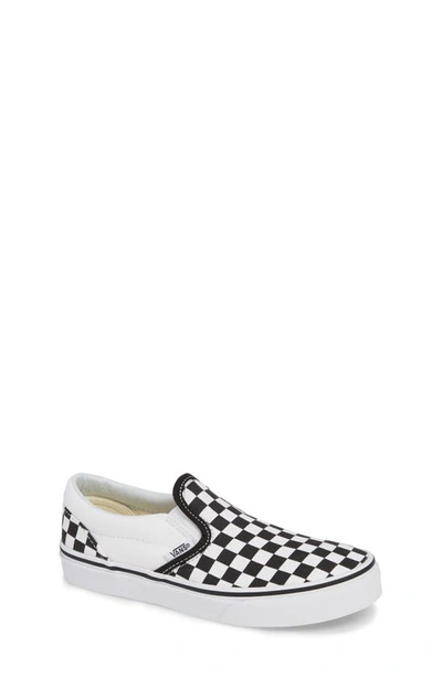 Vans Kids' Classic Checker Slip-on In Black/ True White
