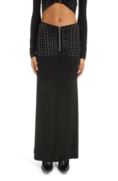 Rabanne Sparkle Detail Column Maxi Skirt In Black