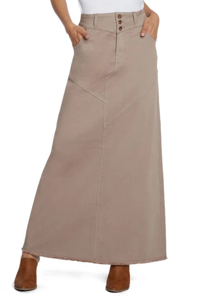 Wash Lab Denim Pieced Denim Maxi Skirt In Taupe