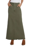 Wash Lab Denim Pieced Denim Maxi Skirt In Dusty Green