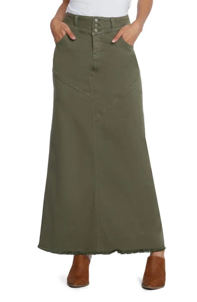Wash Lab Denim Pieced Denim Maxi Skirt In Dusty Green
