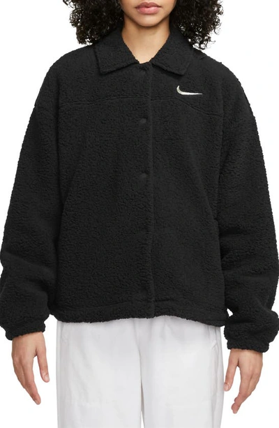 Nike High Pile Fleece Jacket In Black/ Sail
