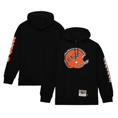 Mitchell & Ness Men's  Black Cincinnati Bengals Gridiron Classics Big Face 7.0 Pullover Hoodie