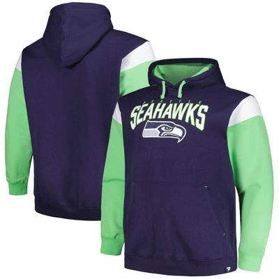 Profile College Navy Seattle Seahawks Big & Tall Trench Battle Pullover Hoodie