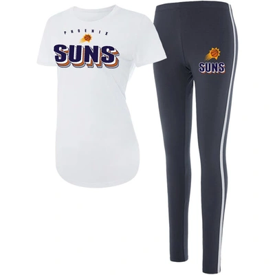 Concepts Sport White/charcoal Phoenix Suns Sonata T-shirt & Leggings Sleep Set