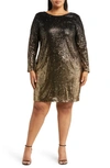 Chelsea28 Sequin Long Sleeve Minidress In Black- Gold