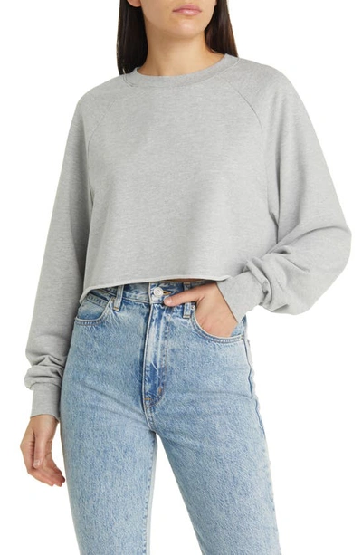 Treasure & Bond Crop French Terry Sweatshirt In Grey Heather