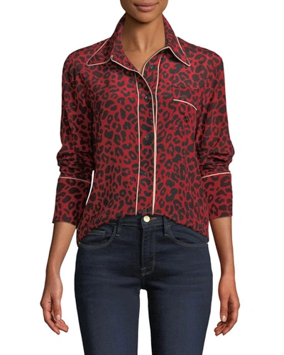 N°21 Leopard-print Silk Button-front Blouse In Multi