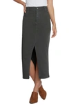 Wash Lab Denim Daily Slit Denim Midi Skirt In Herb Green