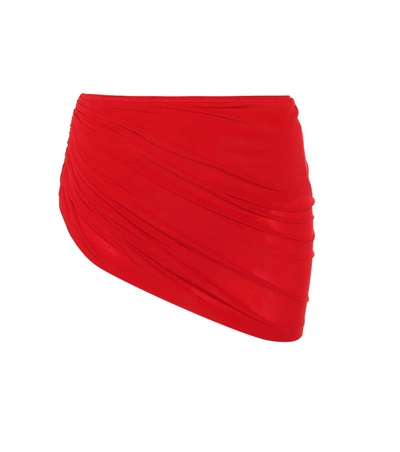 Norma Kamali Diana Shirred Bikini Bottom In Red