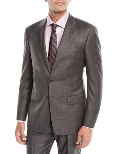 Giorgio Armani Men's Melange Two-piece Wool Suit In Brown