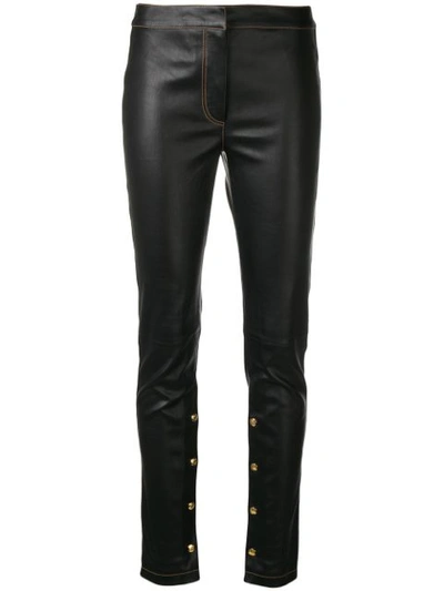 Loewe Snap Detail Leather Pants In Black