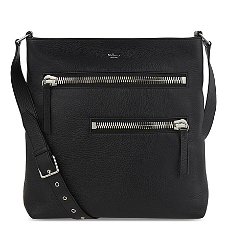 Mulberry Zip Leather Messenger Bag In Black | ModeSens