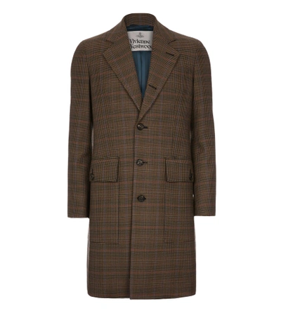Vivienne Westwood English Check Wool Coat In Brown