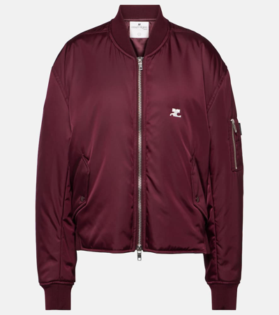 Courrèges Logo-embroidered Bomber Jacket In Red