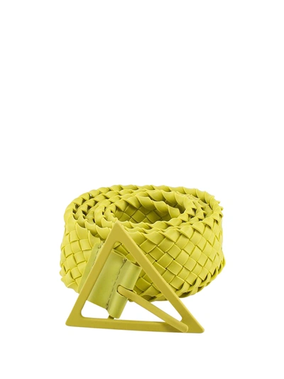 Bottega Veneta® Men's Intrecciato Reversible Belt in Dark Green / Pollen.  Shop online now.