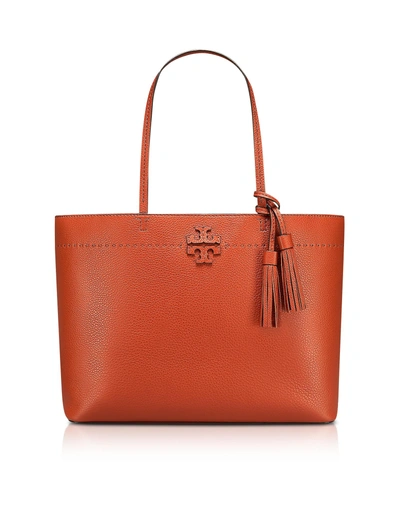 Tory Burch Mcgraw Desert Spice Textured Leather Tote Bag In Desert Spice/gold