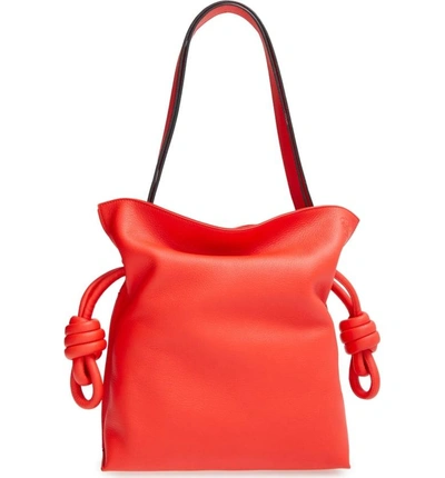 Loewe 'small Flamenco Knot' Calfskin Leather Bag - Red In Primary Red